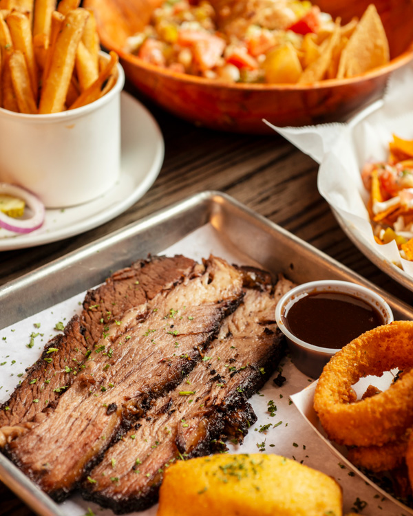 food spread of pit plates